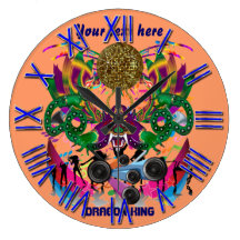 Mardi Gras Dragon King View notes please Round Wall Clocks