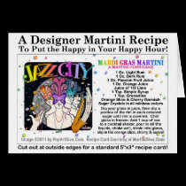 Mardi Gras - Fat Tuesday Martini Recipe Card cards