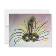 Mardi Gras Feather Mask Invitation or Invites invitation