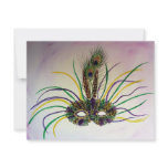 Mardi Gras Feather Mask Invitation or Invites