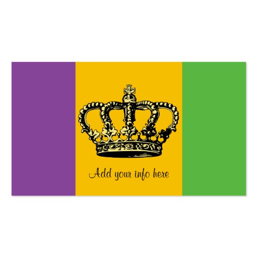 Mardi Gras Flag Crown Business Card (front side)