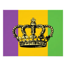 Mardi Gras Flag Crown Personalized Invitation