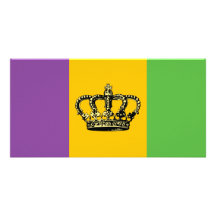 Mardi Gras Flag Crown Photo Card Template