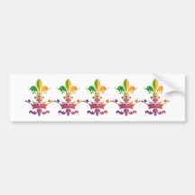 Mardi Gras Fleur de Crown Bumper Stickers