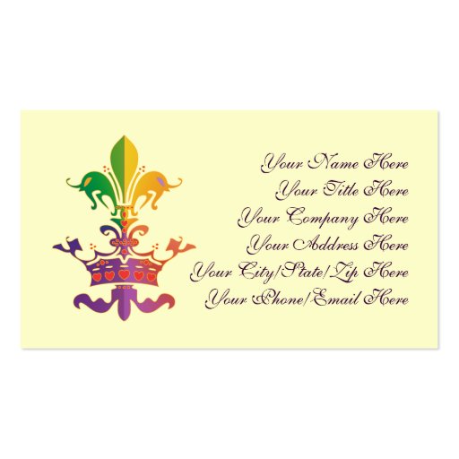 Mardi Gras Fleur de CROWN Business Cards (front side)