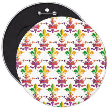 Mardi Gras Fleur de Crown Button