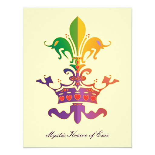 Mardi Gras Fleur de Crown Personalized Announcements