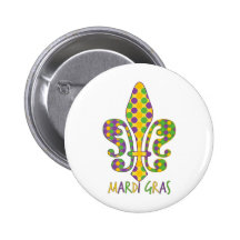 Mardi Gras Fleur de Dots Buttons