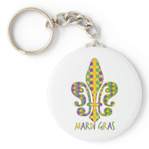 Mardi Gras Fleur de Dots Key Chain