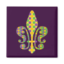 Mardi Gras Fleur de Dots Fridge Magnet