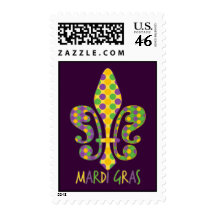 Mardi Gras Fleur de Dots Postage Stamp