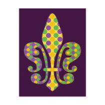 Mardi Gras Fleur de Dots Postcard