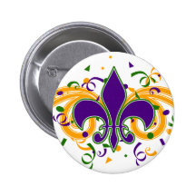 Mardi Gras Fleur-de-Lis Button