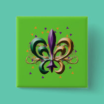 Mardi Gras Fleur de Lis Design buttons