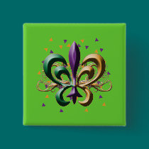 Mardi Gras Fleur de Lis Design buttons