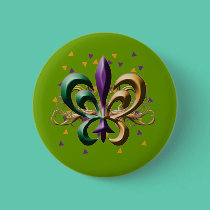 Mardi Gras Fleur de Lis Design buttons