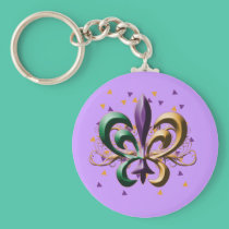 Mardi Gras Fleur de Lis Design keychains