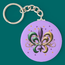 Mardi Gras Fleur de Lis Design keychains