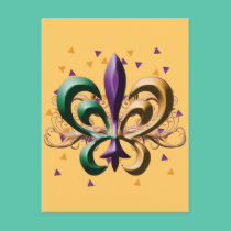Mardi Gras Fleur de Lis Design postcards
