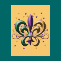 Mardi Gras Fleur de Lis Design postcards