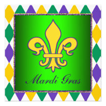 Mardi Gras Fleur De Lis Mardi Gras Party Custom Invitation