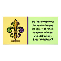 Mardi Gras Fleur de lis Photo Card