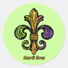 Mardi Gras Fleur de lis Round Stickers