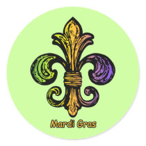 Mardi Gras Fleur de lis Round Stickers