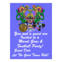 Mardi Gras & Football 6.5" x 8.75" View Hints Plse Personalized Announcement
