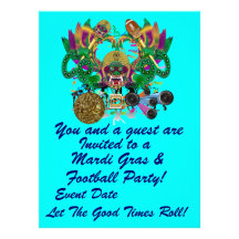 Mardi Gras & Football 6.5" x 8.75" View Hints Plse Custom Announcements