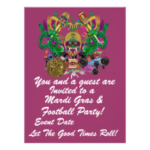 Mardi Gras & Football 6.5" x 8.75" View Hints Plse Custom Announcements