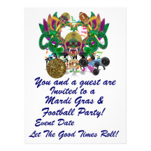 Mardi Gras & Football 6.5" x 8.75" View Hints Plse Invite