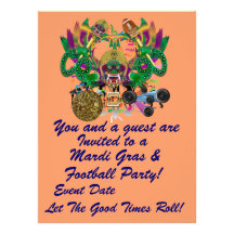Mardi Gras & Football 6.5" x 8.75" View Hints Plse Announcement
