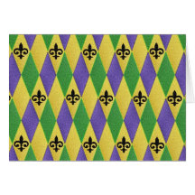 Mardi Gras Harlequin Fleur De Lis Greeting Cards