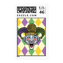 Mardi Gras Jester Postage Stamp