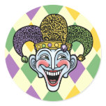 Mardi Gras Jester Round Stickers