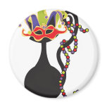 Mardi Gras Kitty Magnet Round magnets