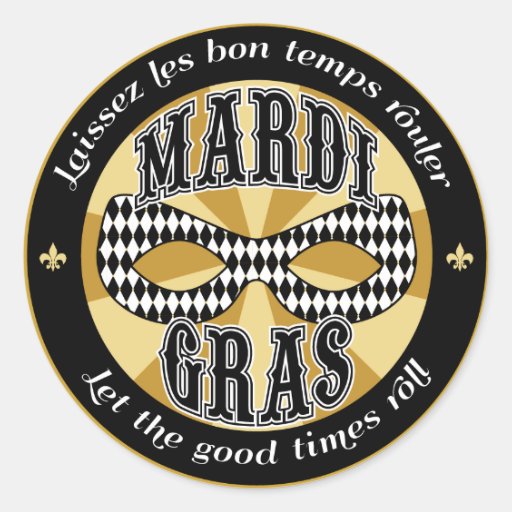 Mardi Gras Logo Classic Round Sticker | Zazzle