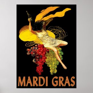 Mardi Gras Maid with Grapes print