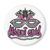 Mardi Gras Mask and Beads magnets