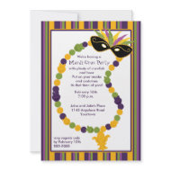 Mardi Gras Mask and Beads Party Invitation invitation