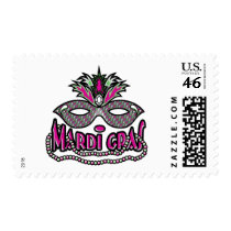 Mardi Gras Mask and Beads postage