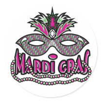 Mardi Gras Mask and Beads stickers