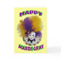 Mardi Gras Mask Gold Tulle Greeting Card