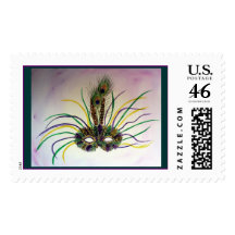 Mardi Gras Mask Postage Stamps