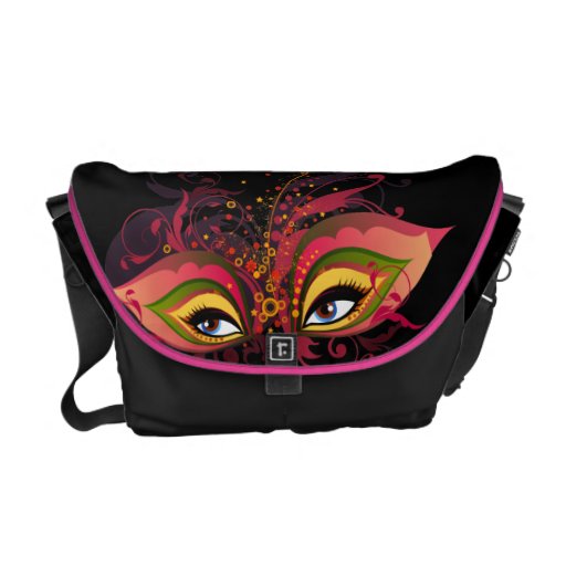 Mardi Gras Mask Rickshaw Messenger Bag