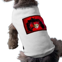 MARDI GRAS MASQUE BLACK AND RED RELIEF DOG TEE SHIRT