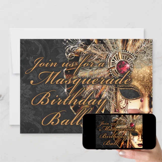 Mardi Gras Masquerade Birthday Party Invitation Zazzle