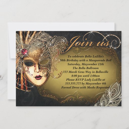 Mardi Gras Masquerade Birthday Party Invitation Zazzle