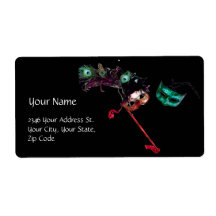 MARDI GRAS MASQUERADE black blue white Shipping Label